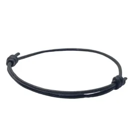 1.5 mm Men Genuine Leather Bracelet - Handmade Adjustable Cuff, Mens Minimalism Leather Wrap Wristband, Simple Accessories, Premium Leather, Women Gift To Boyfriend, Pulsera Hombre (Black)
