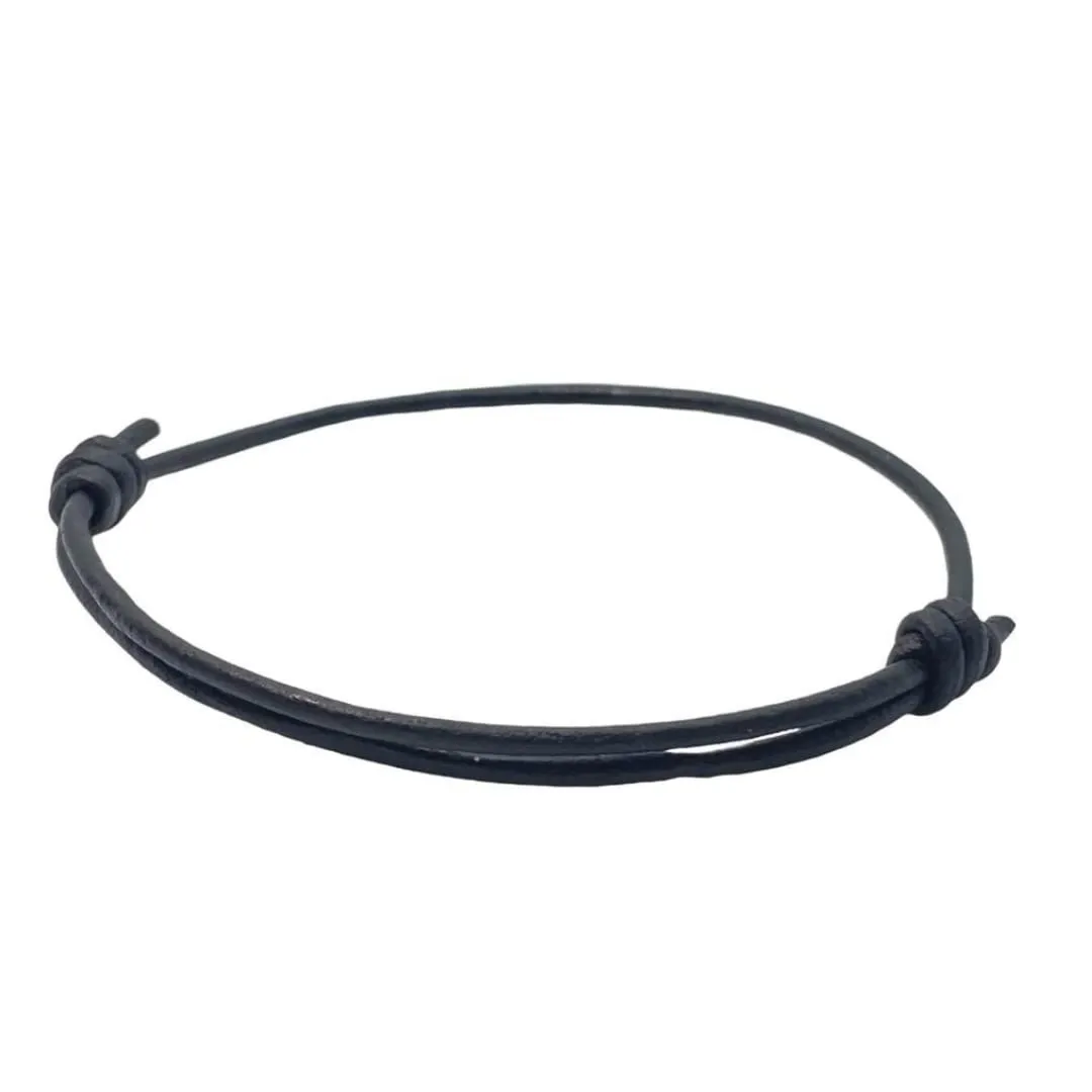 1.5 mm Men Genuine Leather Bracelet - Handmade Adjustable Cuff, Mens Minimalism Leather Wrap Wristband, Simple Accessories, Premium Leather, Women Gift To Boyfriend, Pulsera Hombre (Black)