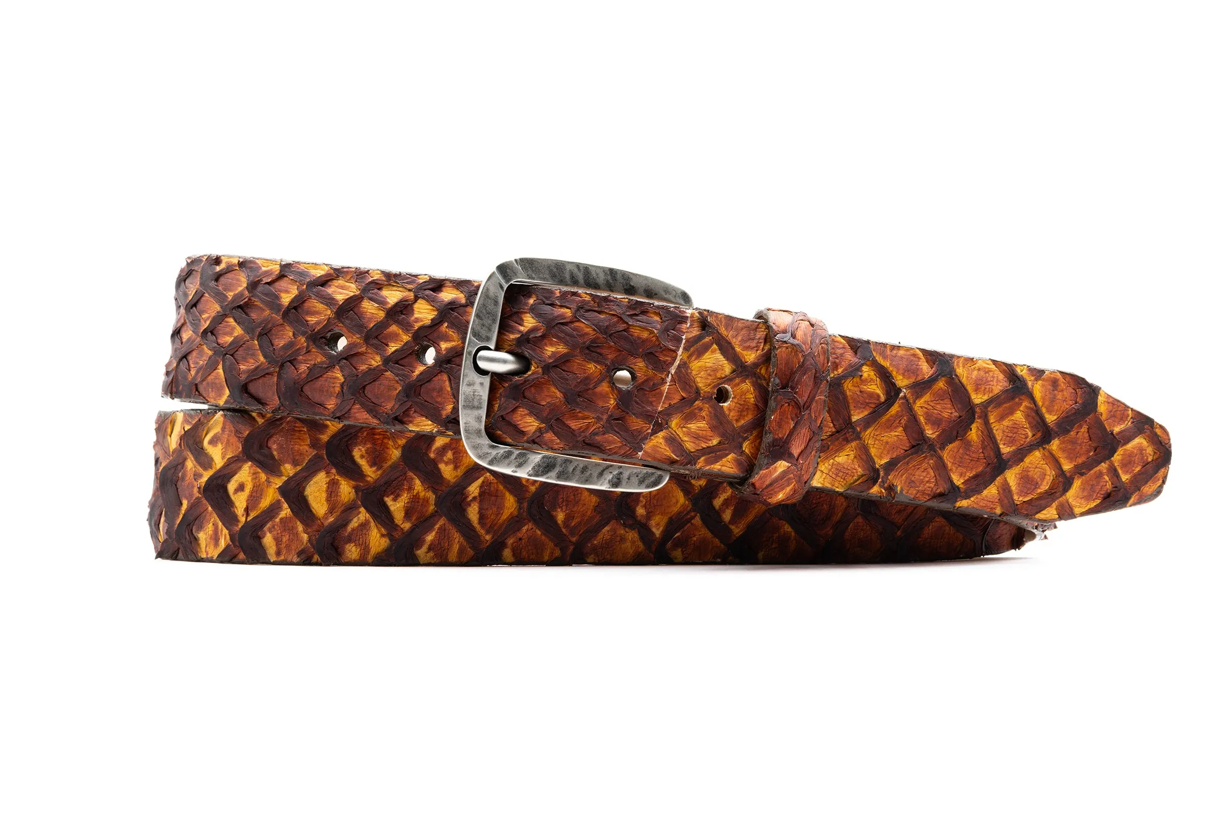Amazonian Arapaima Belt - Blackened Chestnut