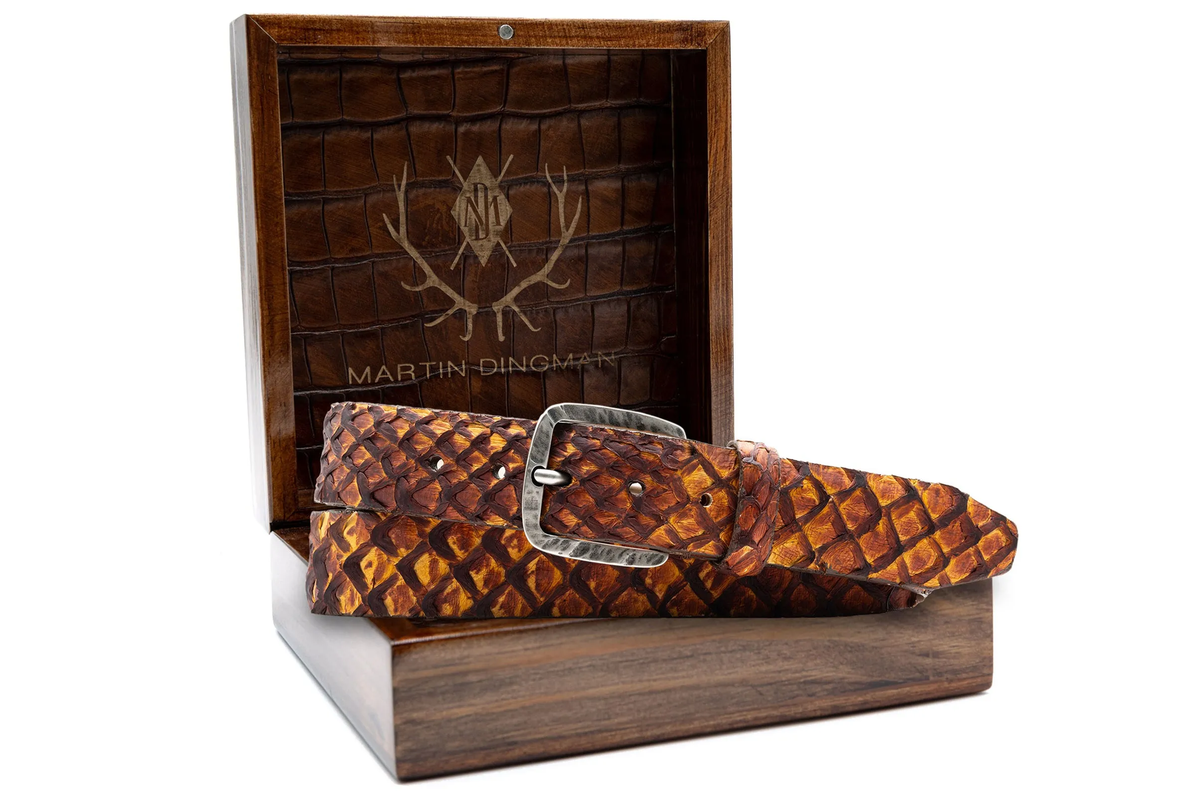 Amazonian Arapaima Belt - Blackened Chestnut