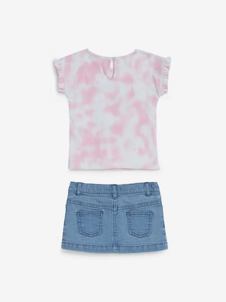 Baby HOP Blue Skirt And Unicorn T-Shirt Set
