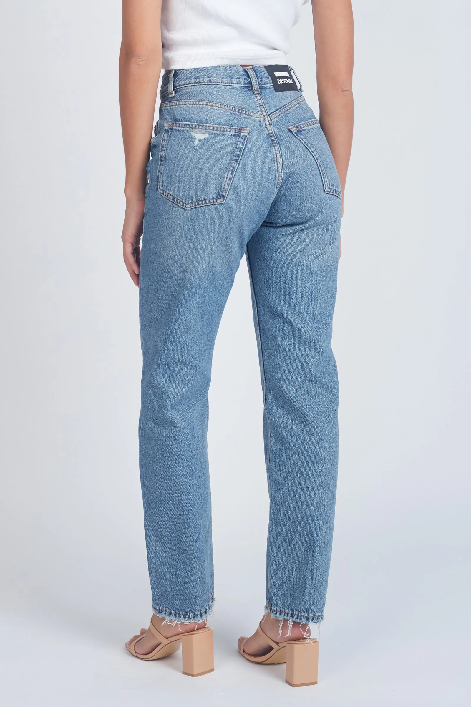 Beth Straight Jeans - Blue Jay Worn Hem