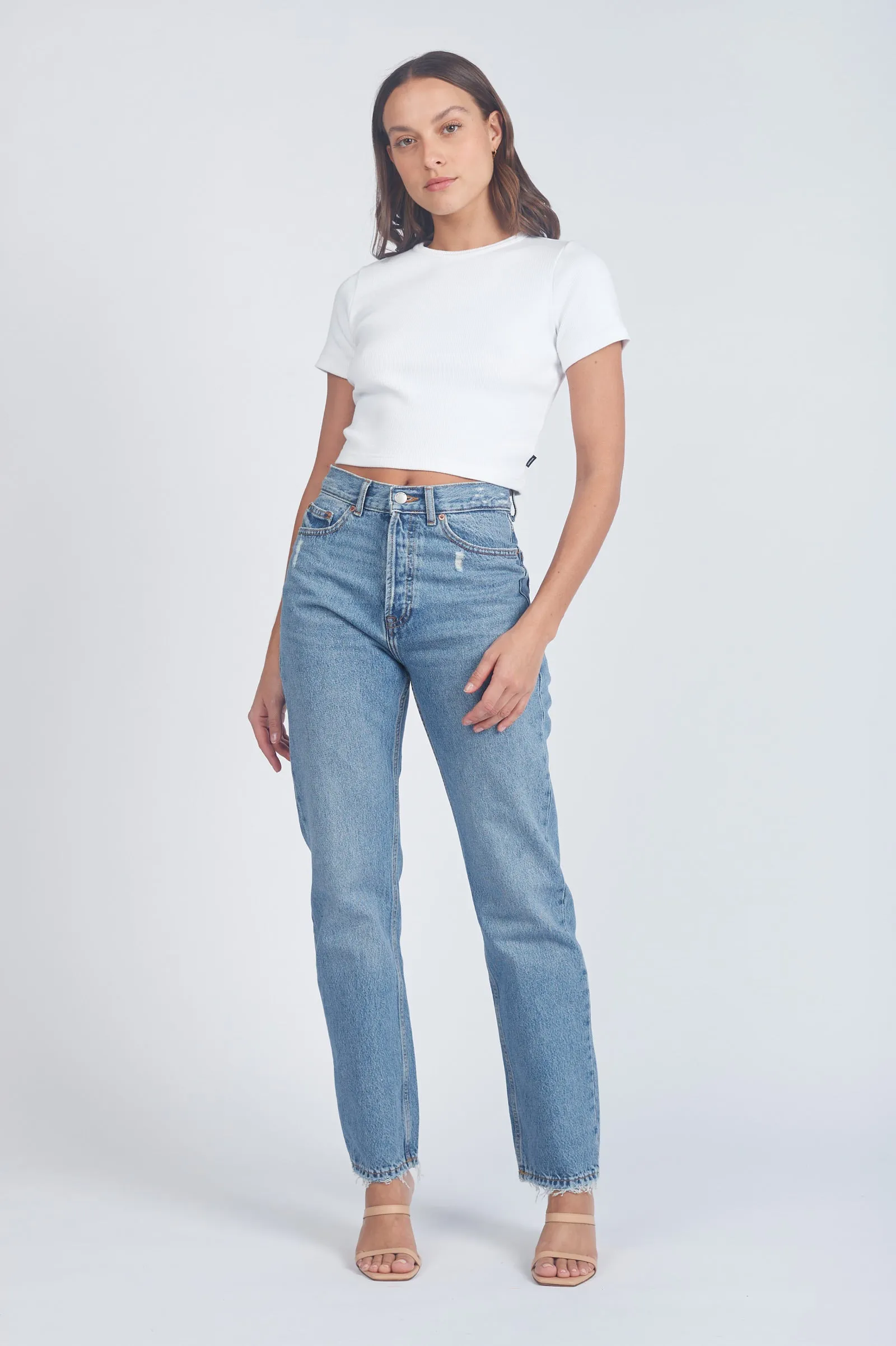 Beth Straight Jeans - Blue Jay Worn Hem