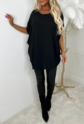 Between Us Black Reversible Cut Out Blouse
