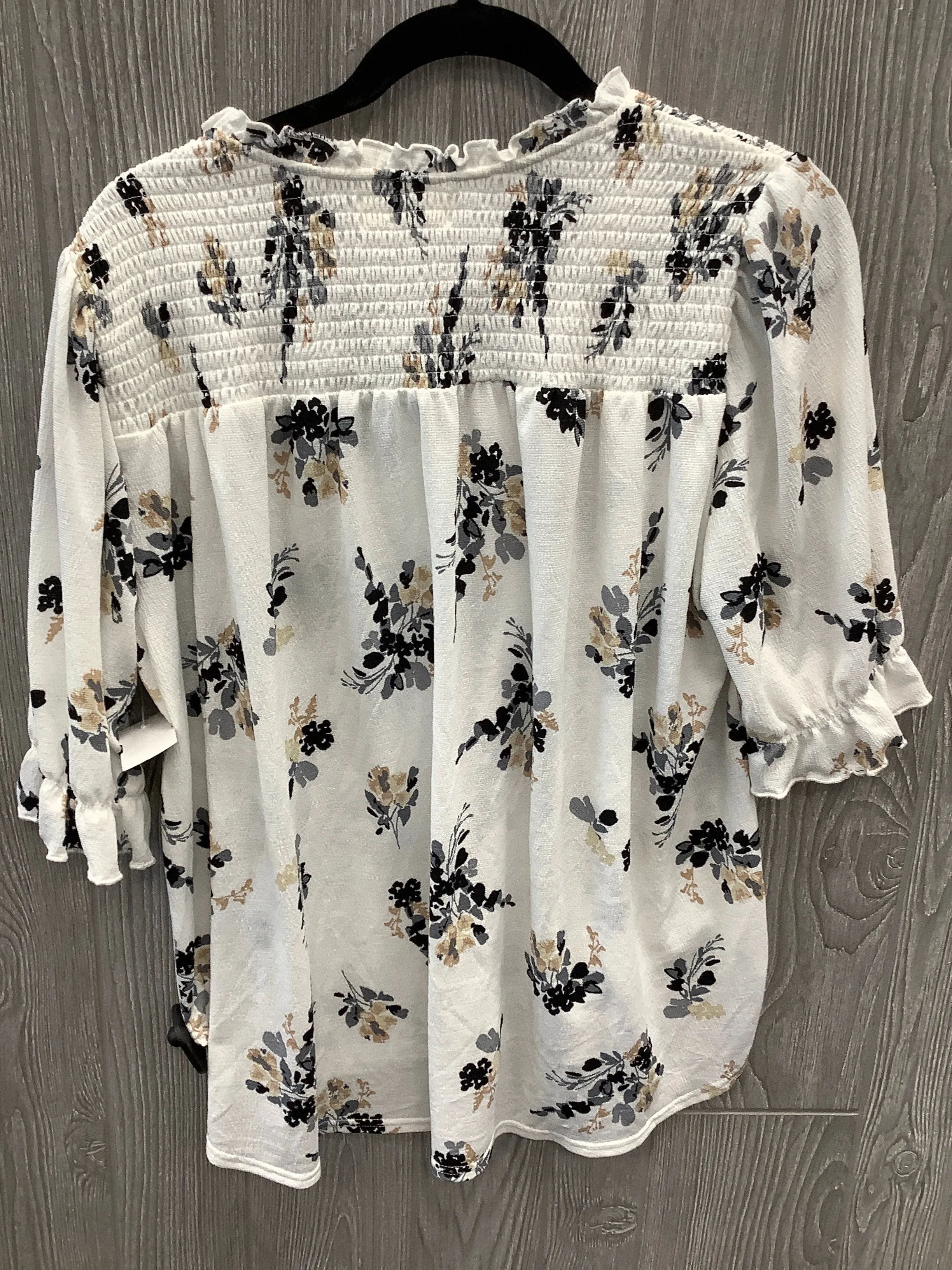 Blouse 3/4 Sleeve By Melloday In White, Size: L