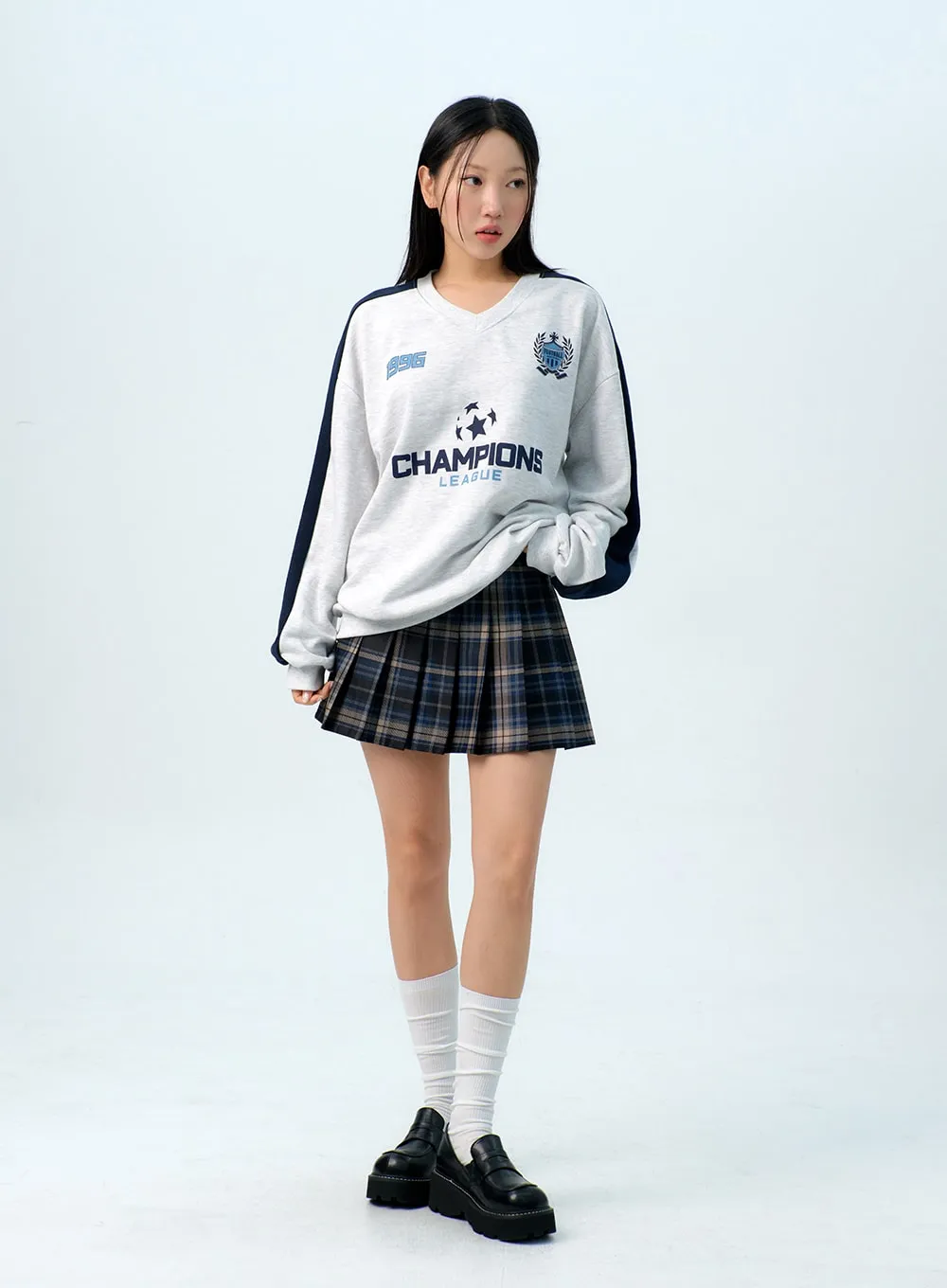 Check Pleated Mini Skirt IG312