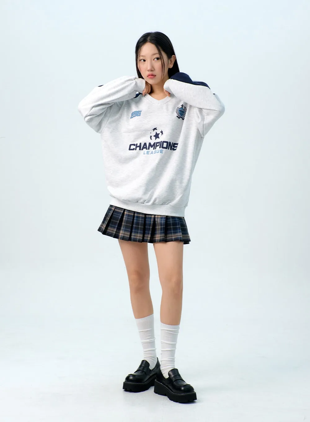 Check Pleated Mini Skirt IG312