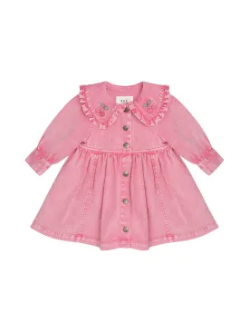 Cherry Collar Denim Dress