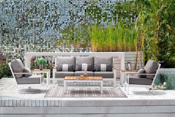 CORONADO 3 PIECE SEATING SET - Love Seat, Club Chair and Swivel Rocker - Gray