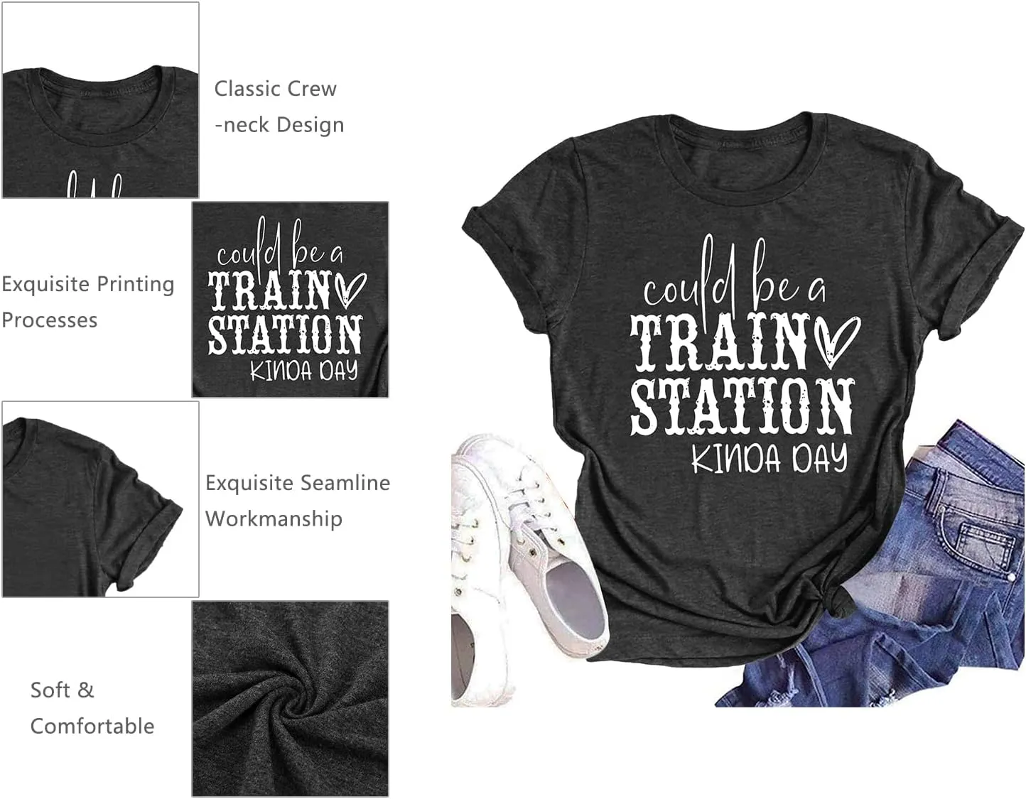Could Be A Train Station Kinda Day Shirt Women Funny Country Music Tees Casual Summer Short Sleeve Tops