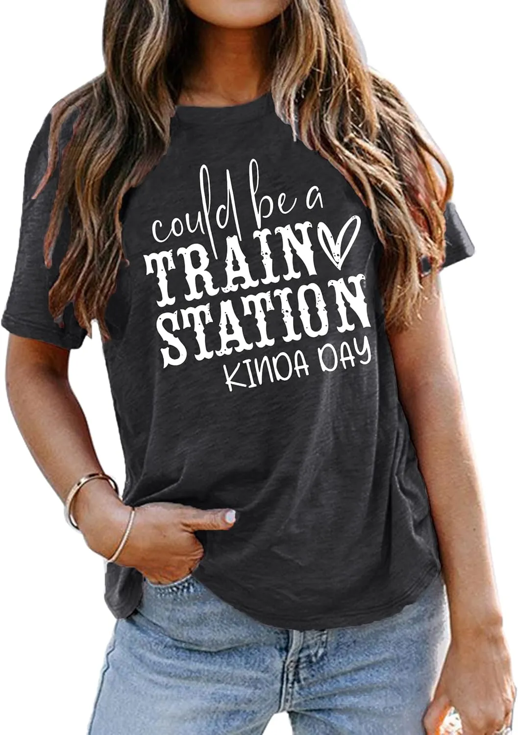 Could Be A Train Station Kinda Day Shirt Women Funny Country Music Tees Casual Summer Short Sleeve Tops