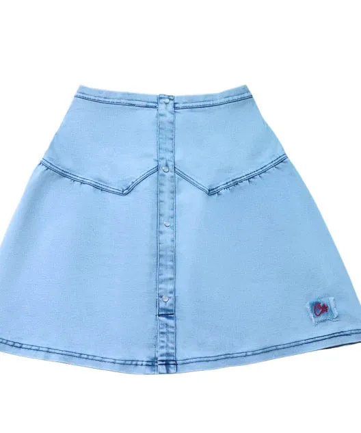 Crew Kids Blue Denim Patch Skirt