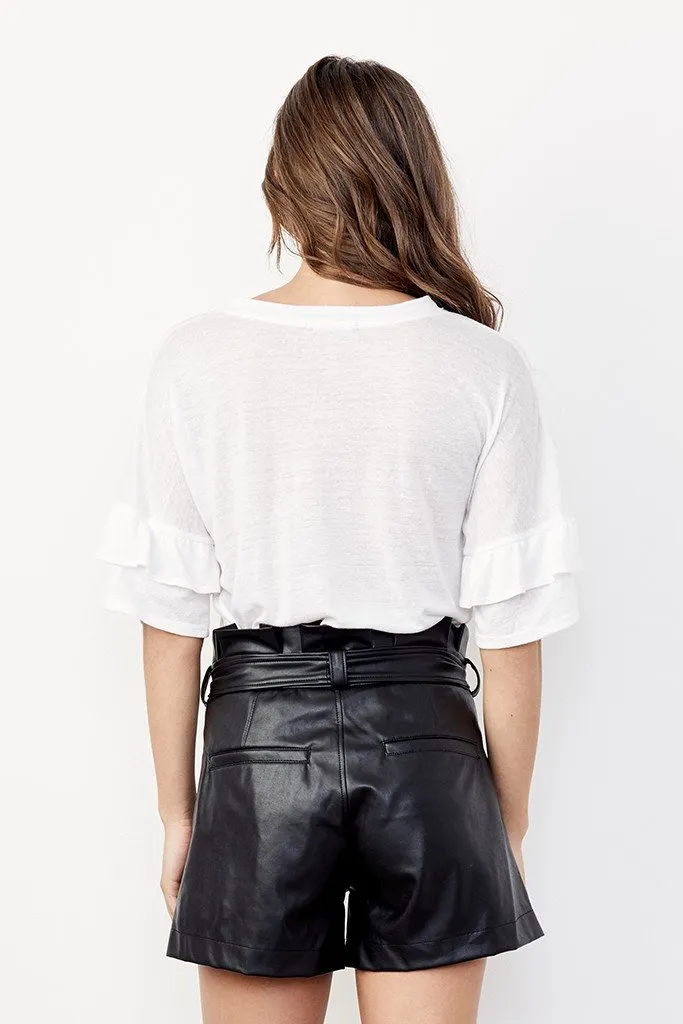 DAVID LERNER - Paperbag Waist Belted Short in Black