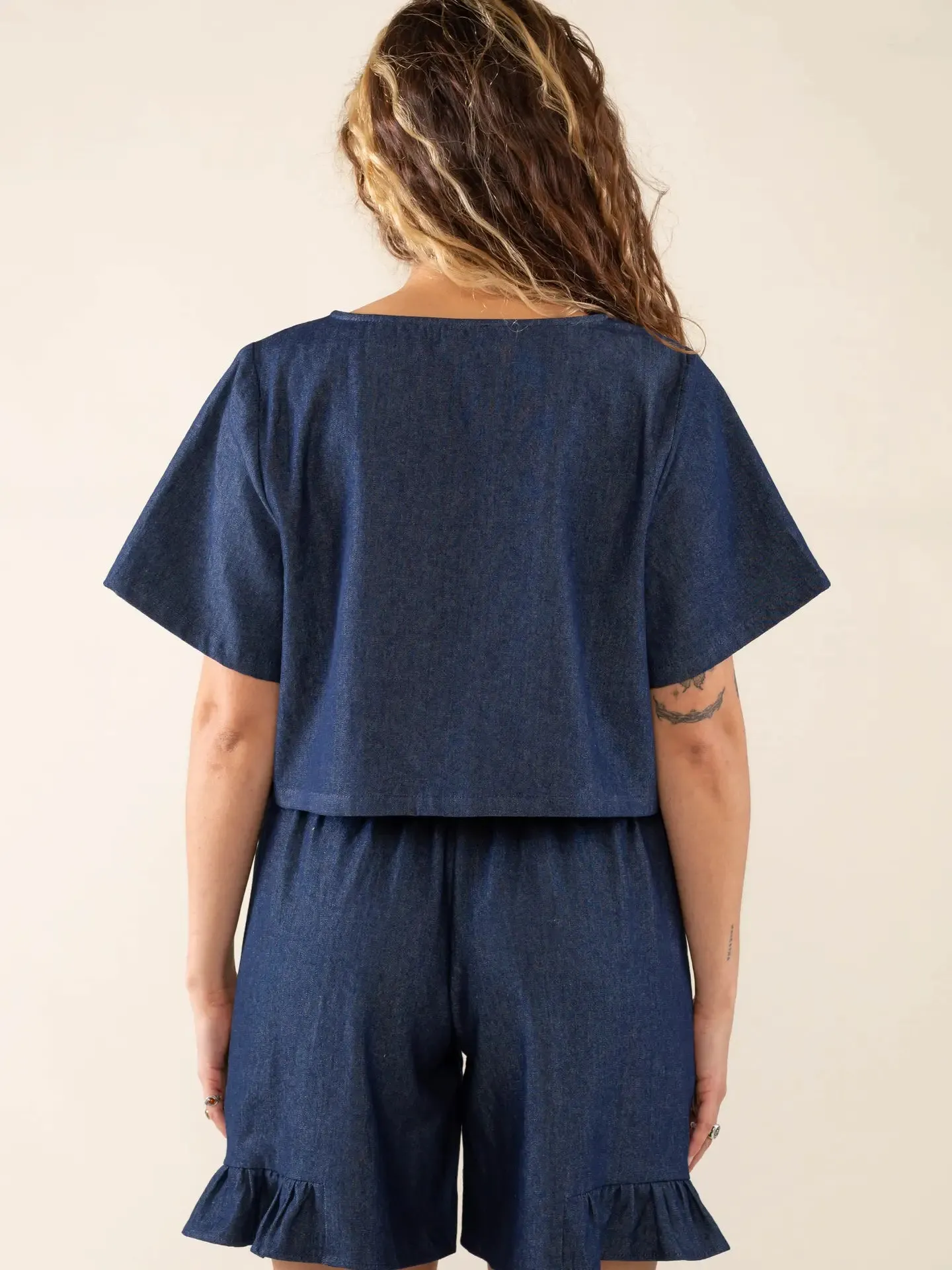 Denim Tie Top