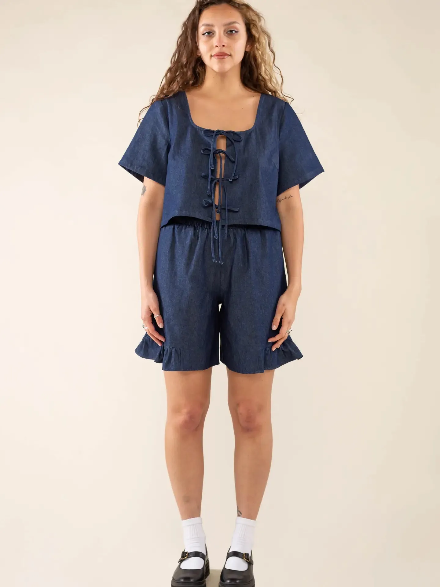 Denim Tie Top