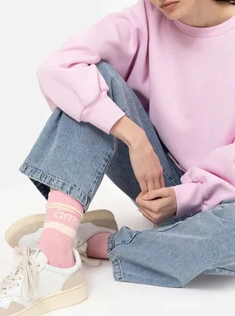 DIEGO SOCKS WITH CONTRASTING LINES | LIGHT PINK