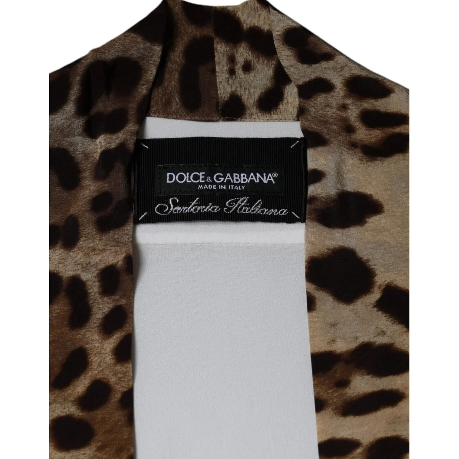 Dolce & Gabbana White Ascot Collar Long Sleeve Top Blouse