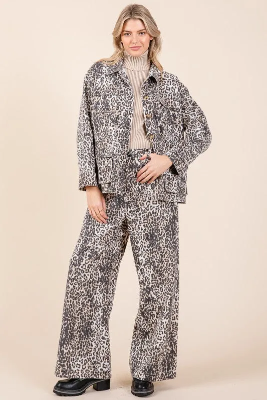 Fancy Animal Print Wide Leg Pant