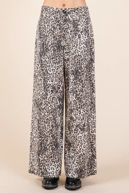 Fancy Animal Print Wide Leg Pant