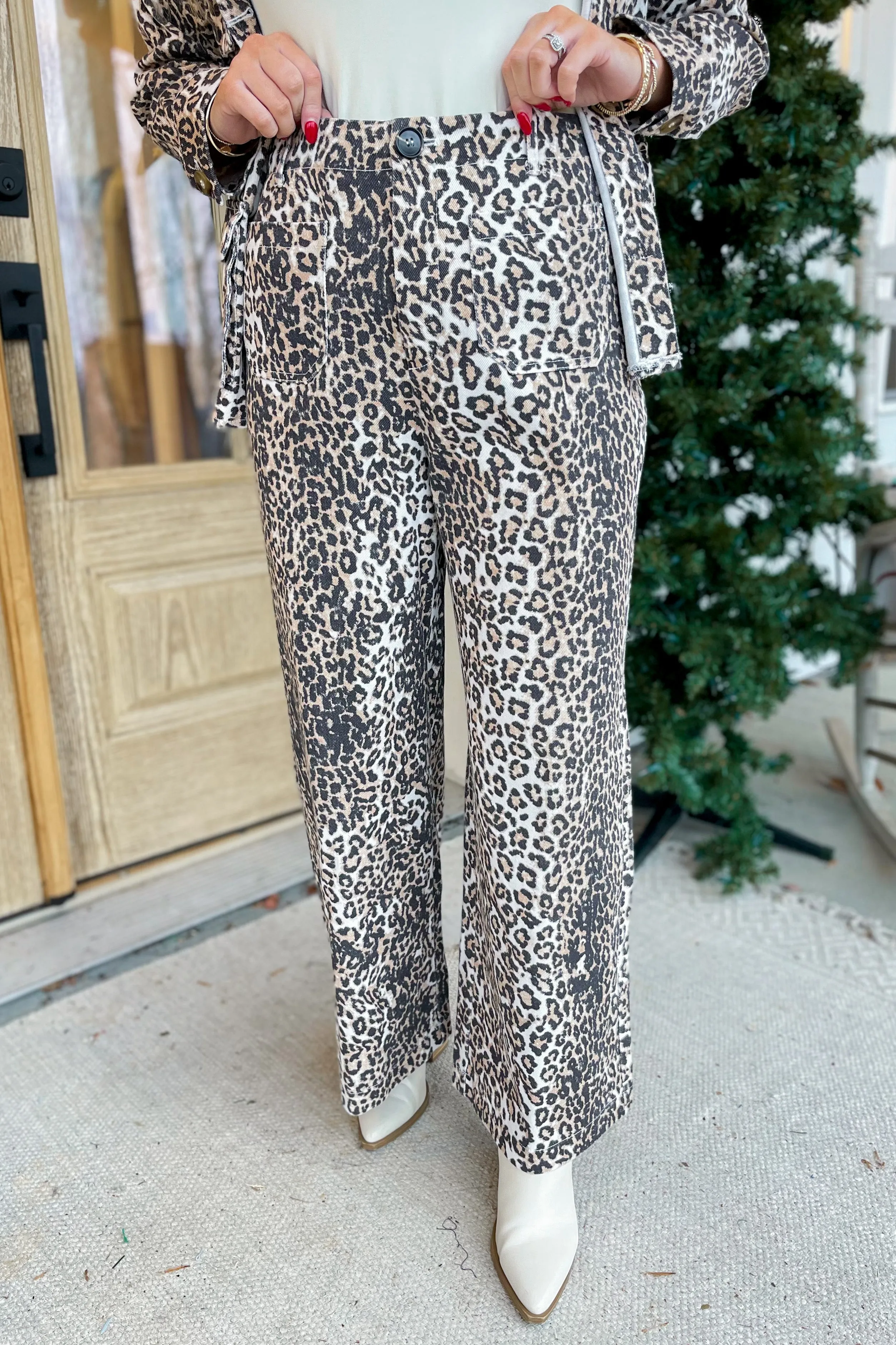 Fancy Animal Print Wide Leg Pant