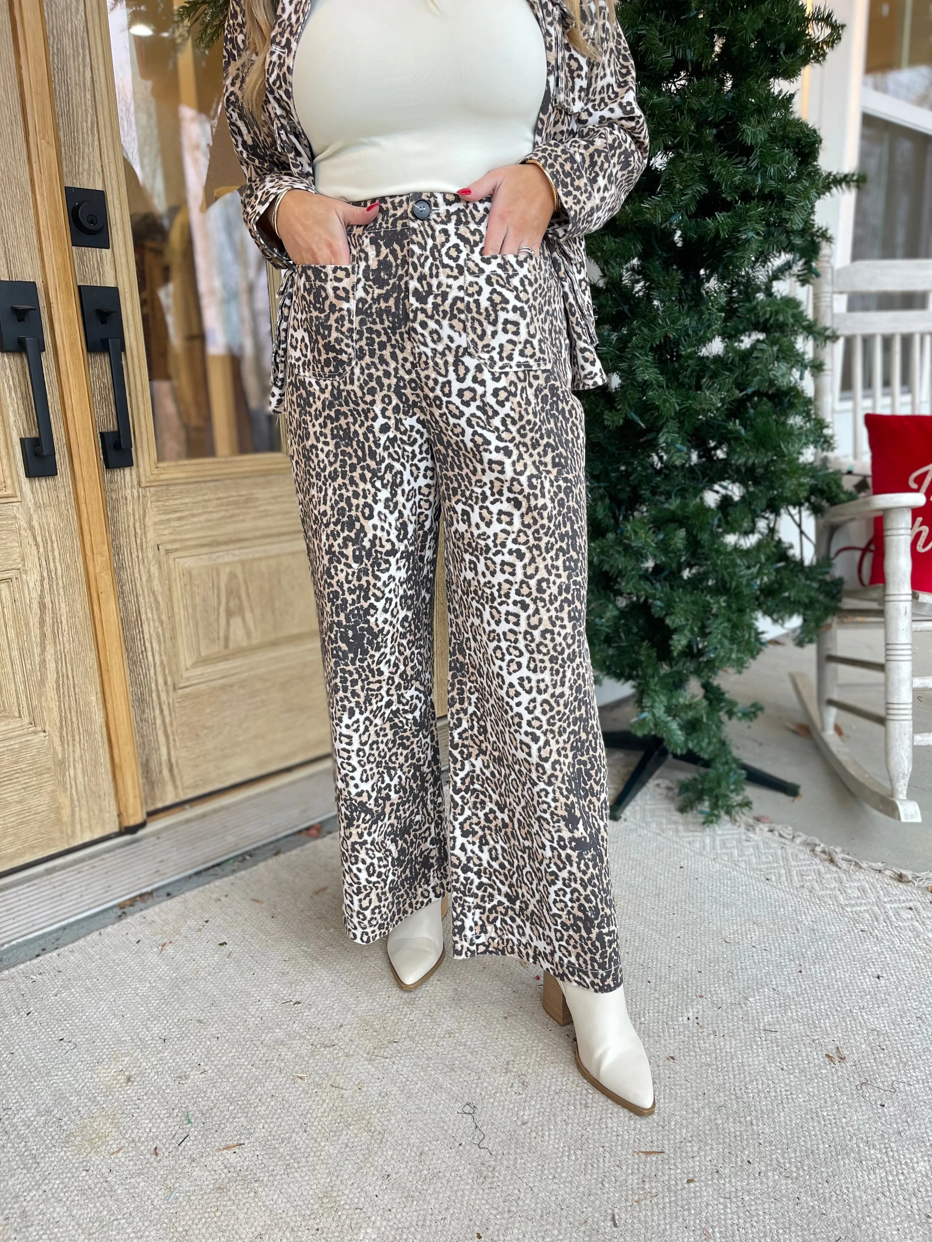 Fancy Animal Print Wide Leg Pant