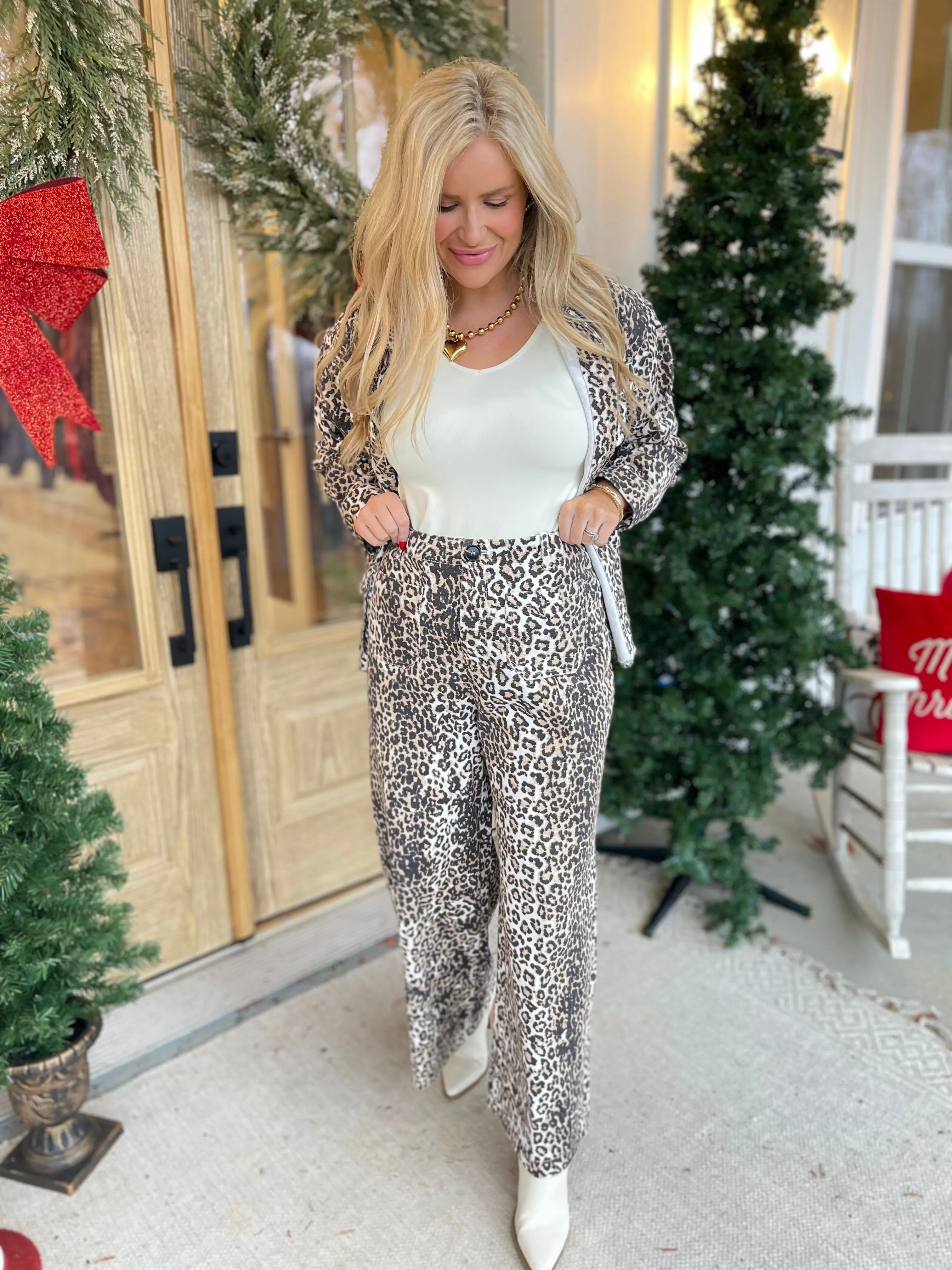 Fancy Animal Print Wide Leg Pant