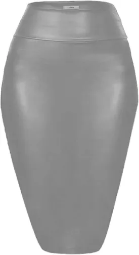 FASHION QUEEN 17 Colors High Waist Bandage Skirt Ladies Faux Leather Midi Skirt