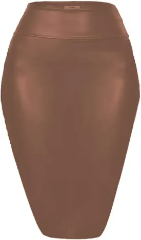 FASHION QUEEN 17 Colors High Waist Bandage Skirt Ladies Faux Leather Midi Skirt