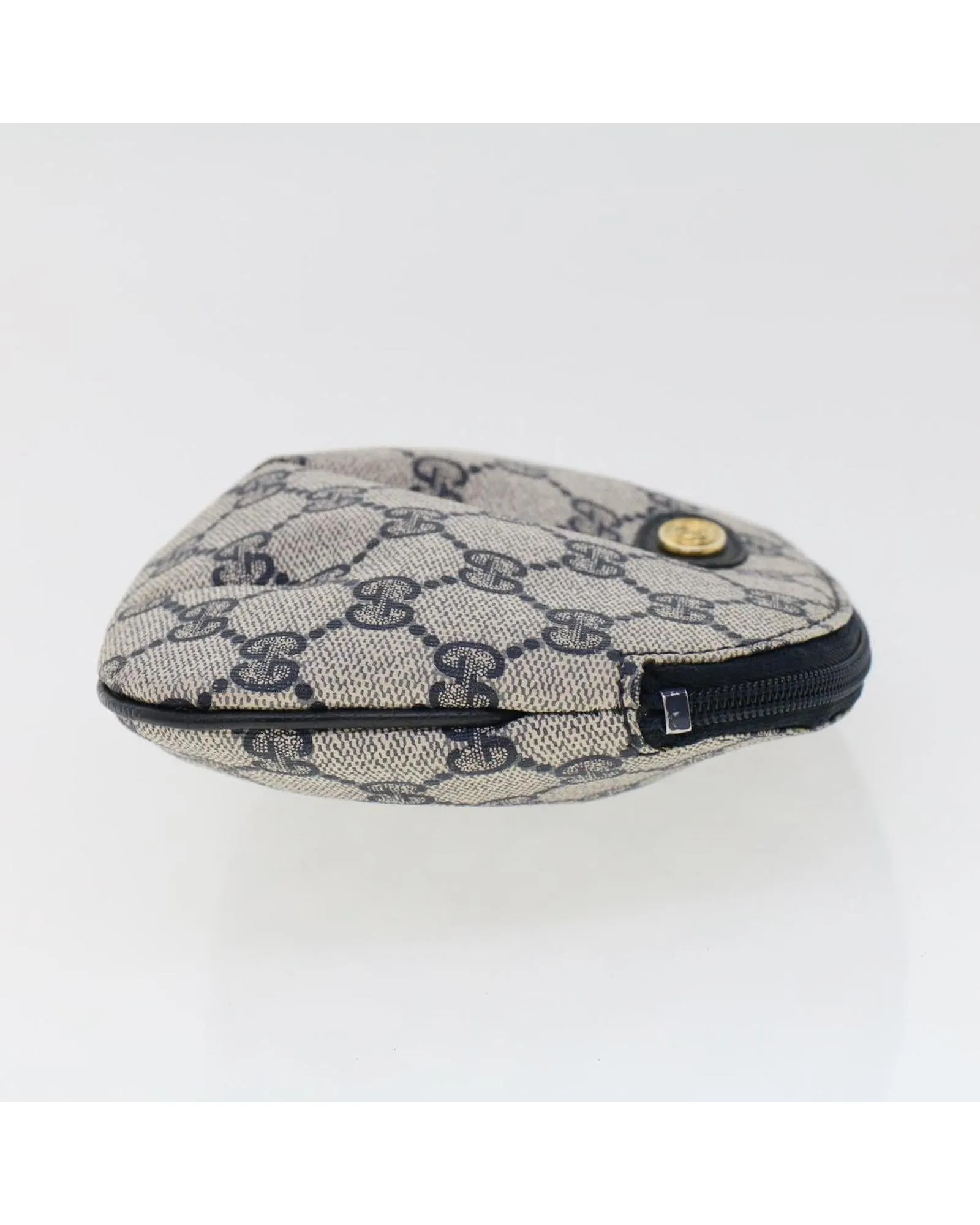 GG Canvas Pouch PVC Leather Navy Gray