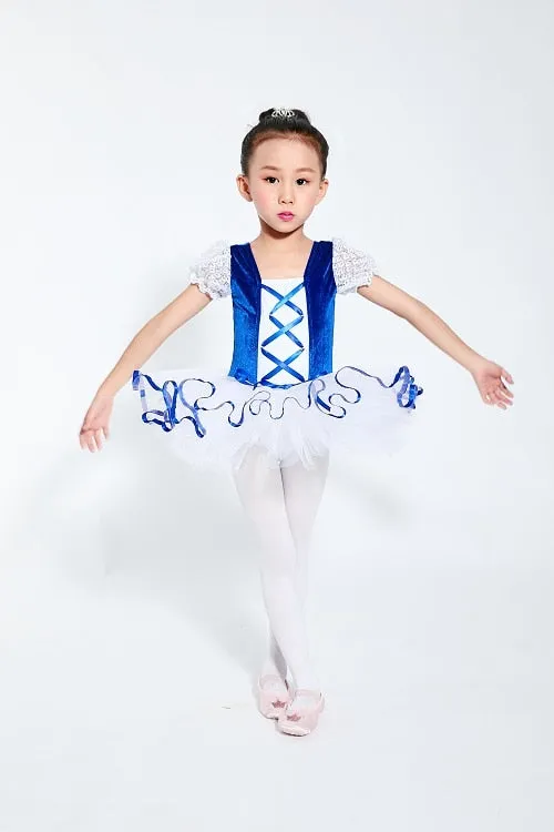 Girls  Ballet Tutu Dress Velvet Body Ribbon Mesh Skirt Dance Gymnastics Leotard Costume