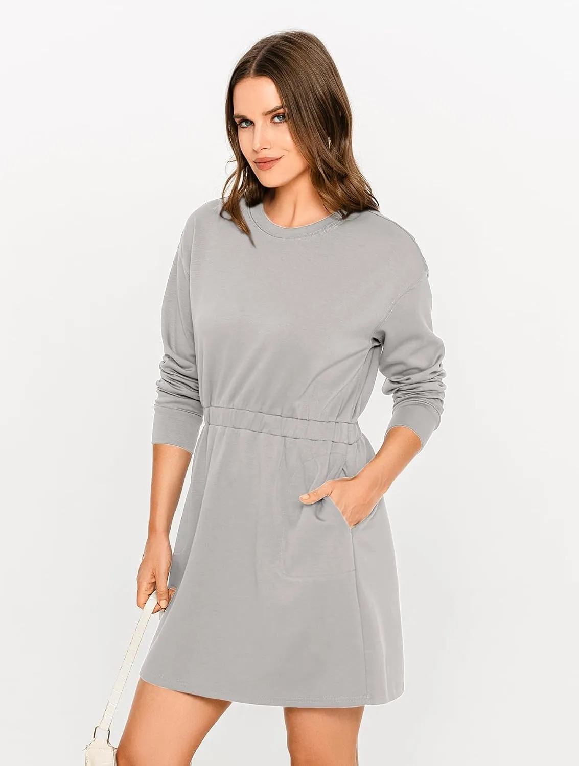 Glamaker Womens 2024 Fall Sweatshirt Dresses Winter Long Sleeve T Shirt Dresses Air Essential Outfit Dress with Pockets