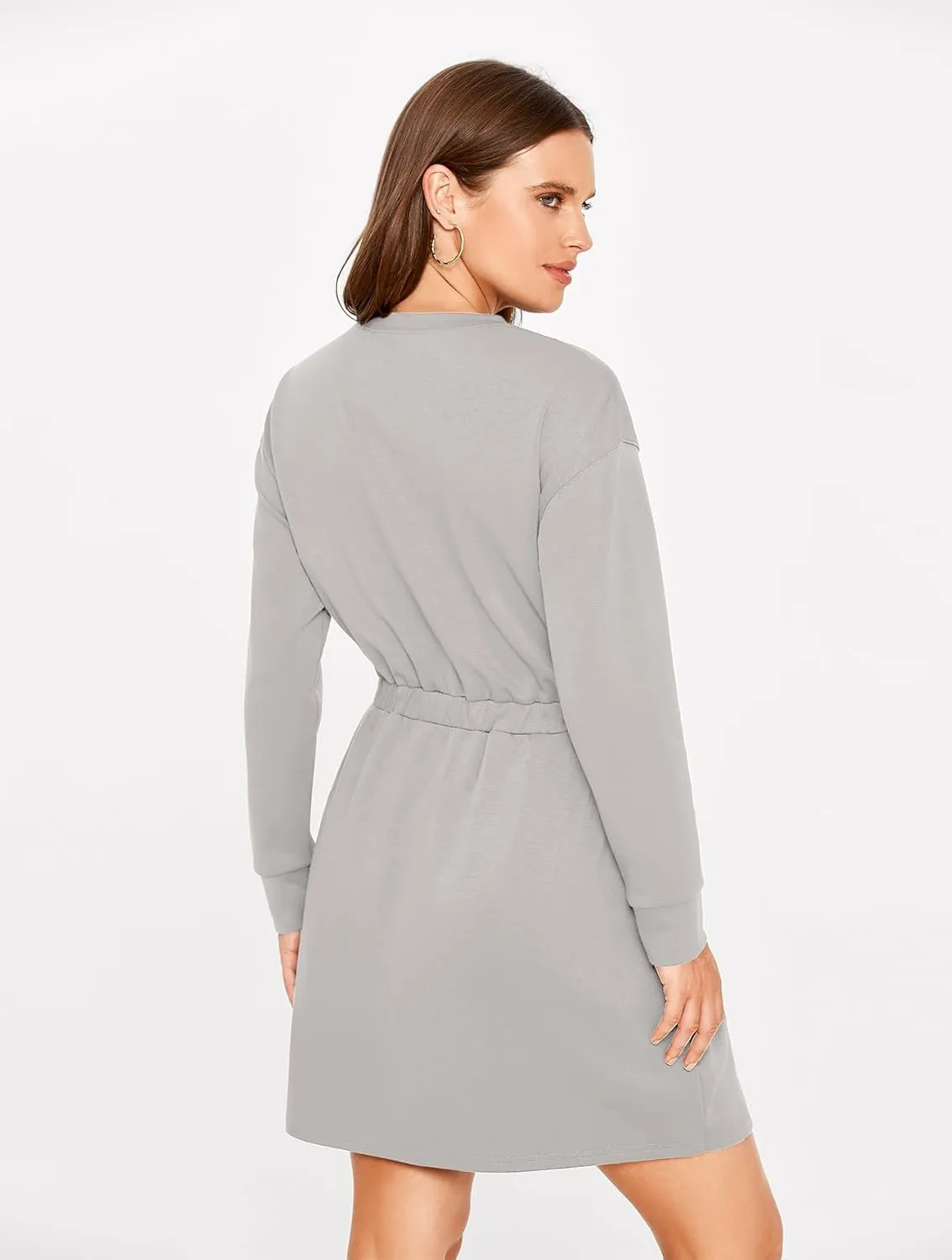 Glamaker Womens 2024 Fall Sweatshirt Dresses Winter Long Sleeve T Shirt Dresses Air Essential Outfit Dress with Pockets