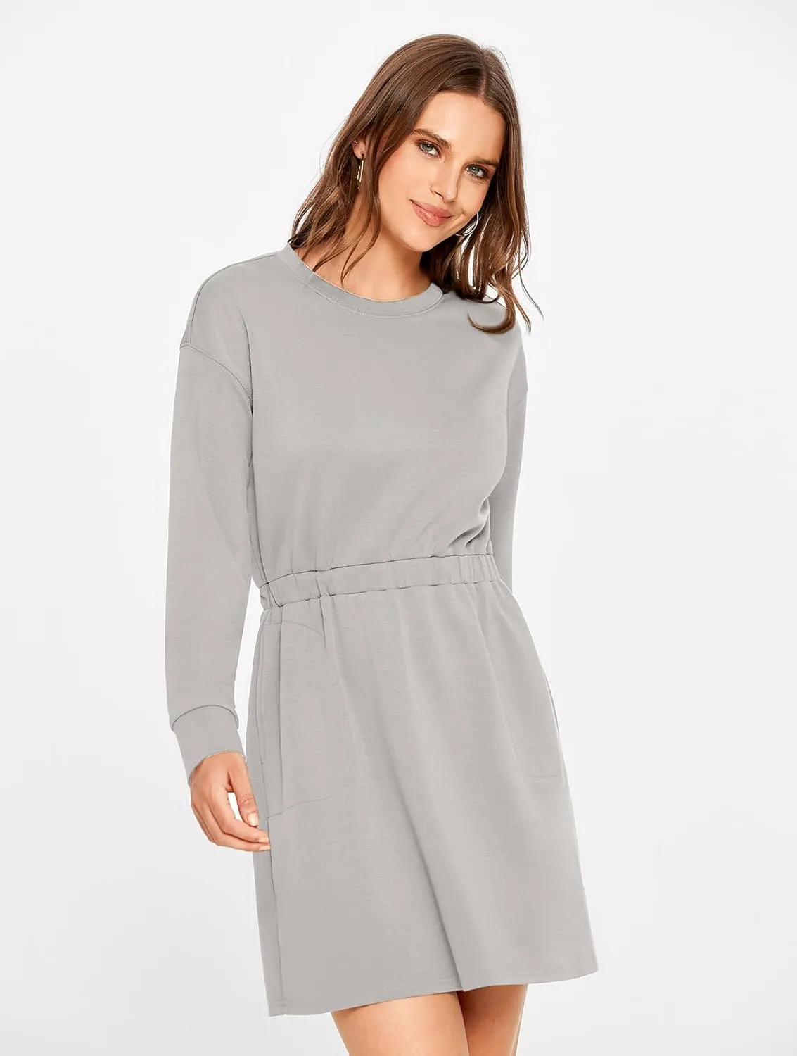 Glamaker Womens 2024 Fall Sweatshirt Dresses Winter Long Sleeve T Shirt Dresses Air Essential Outfit Dress with Pockets