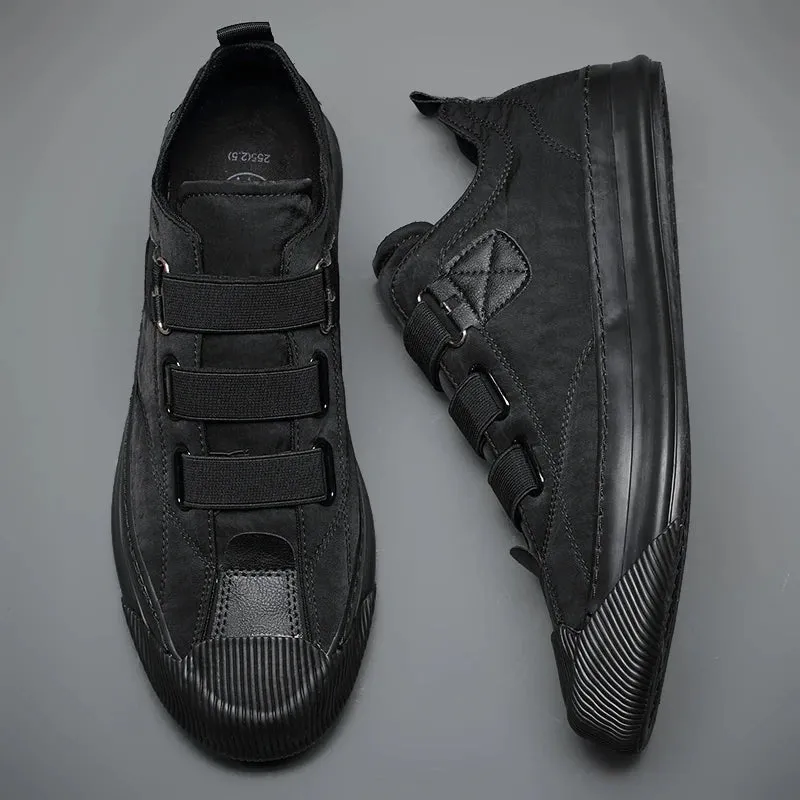 Hnzxzm New Canvas Vulcanize Shoes Elastic Band Men's Designer Loafers Breathable Ventilation Thick Bottom Male Flats Black Gray