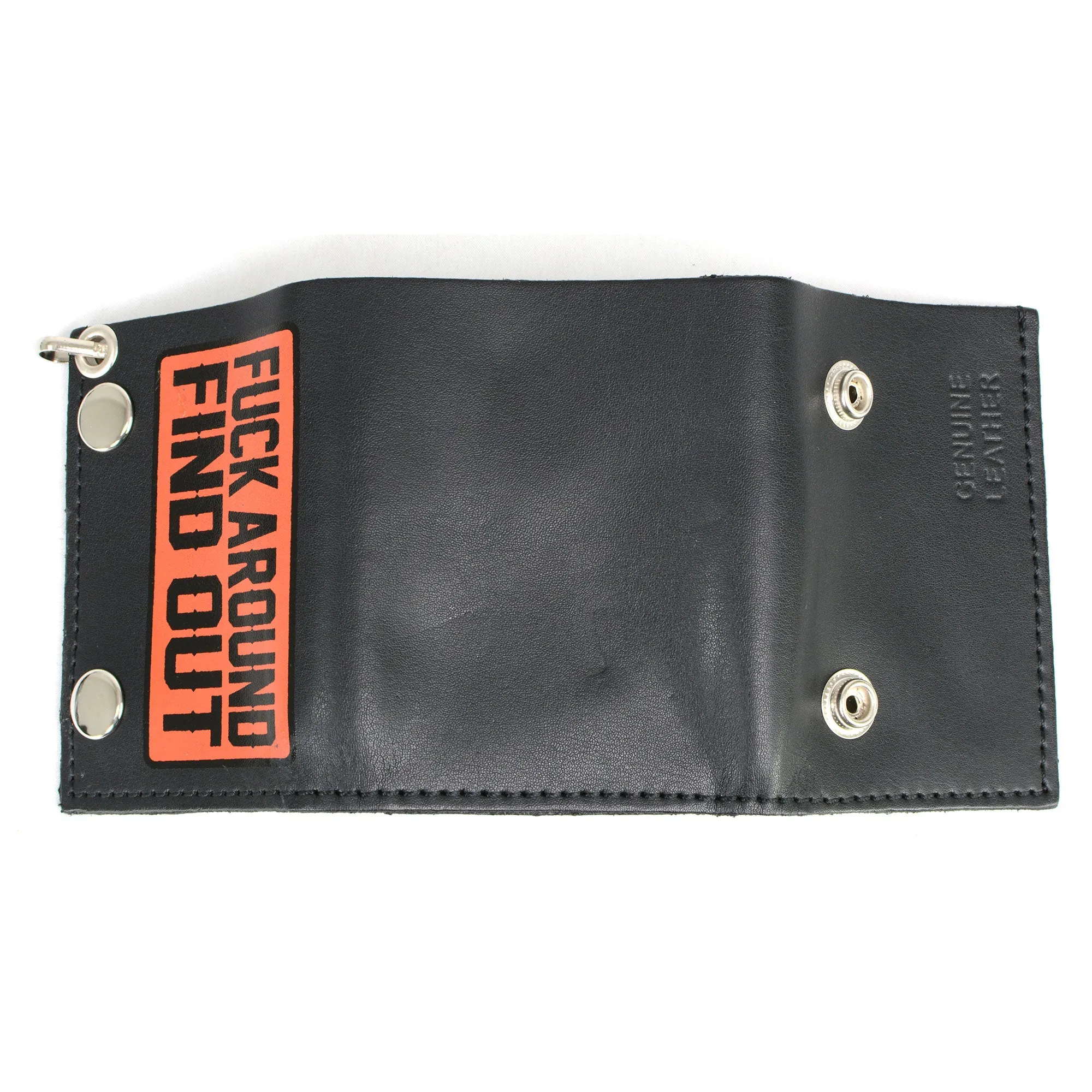 Hot Leathers F*** Around Find Out TriFold Chain Wallet WLB1037