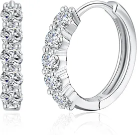 IMOLOVE Huggie Ear Cuffs - Moissanite Stud Earrings, Hypoallergenic Sterling Silver with 18K White Gold Plating