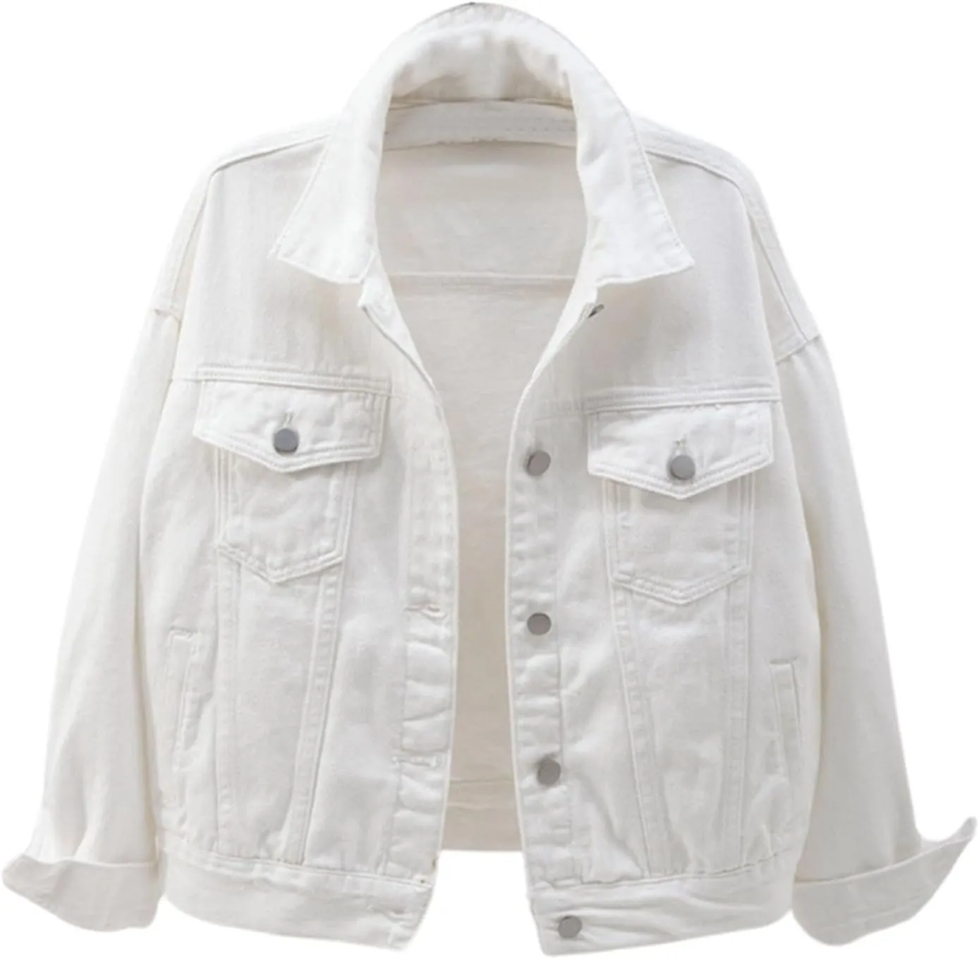 Jean Jacket Women Casual Long Sleeve Button Down Lapel Cropped Denim Top Lightweight Candy Color Plus Size Blazer