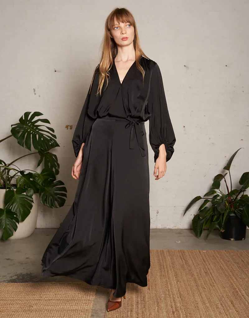 Jovial Satin Crossover Blouse