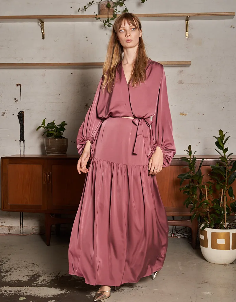 Jovial Satin Crossover Blouse