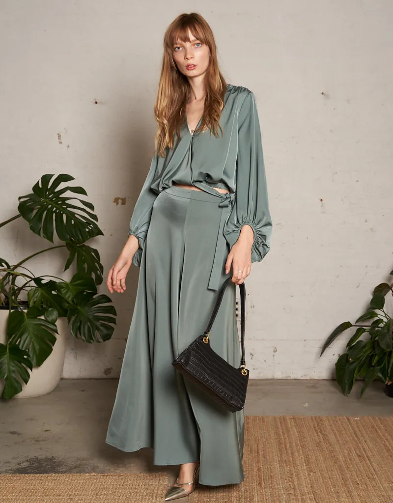 Jovial Satin Crossover Blouse