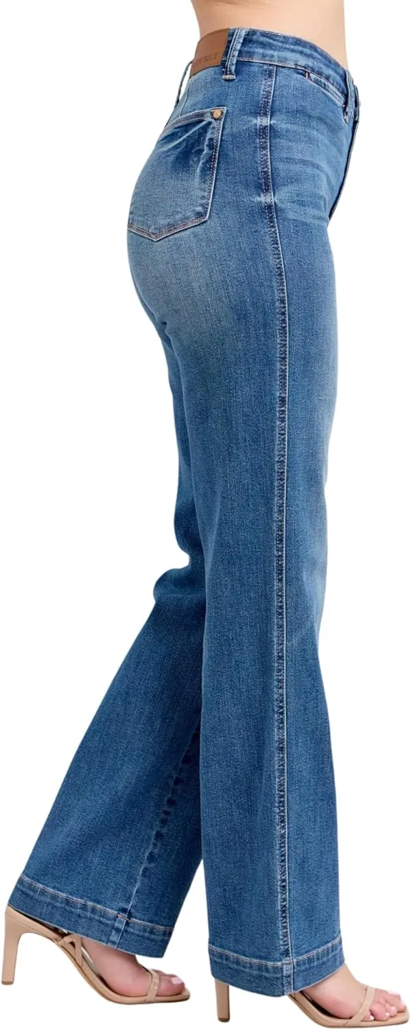 Judy Blue High Waist Straight Denim Trouser, Inseam 32"