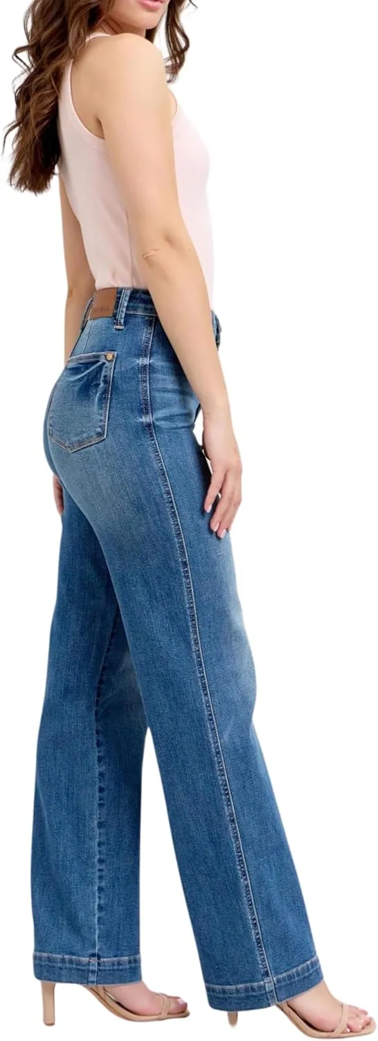 Judy Blue High Waist Straight Denim Trouser, Inseam 32"