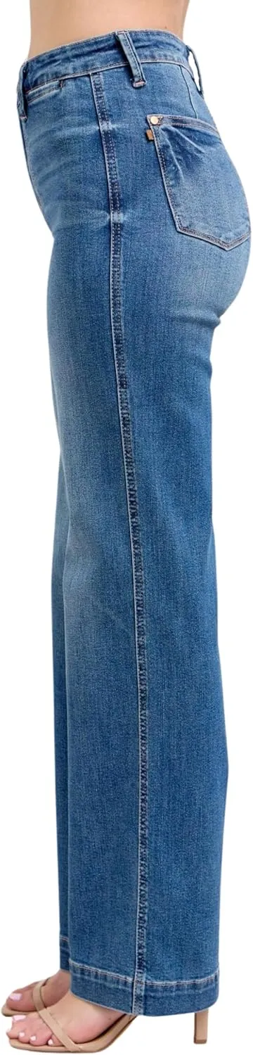 Judy Blue High Waist Straight Denim Trouser, Inseam 32"