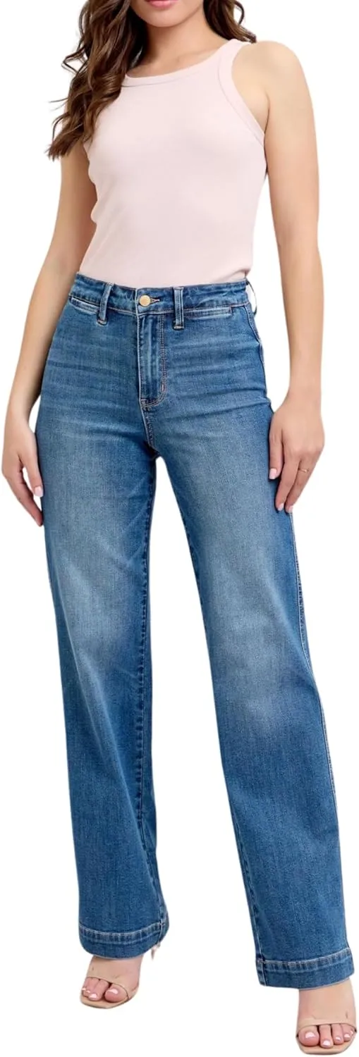 Judy Blue High Waist Straight Denim Trouser, Inseam 32"