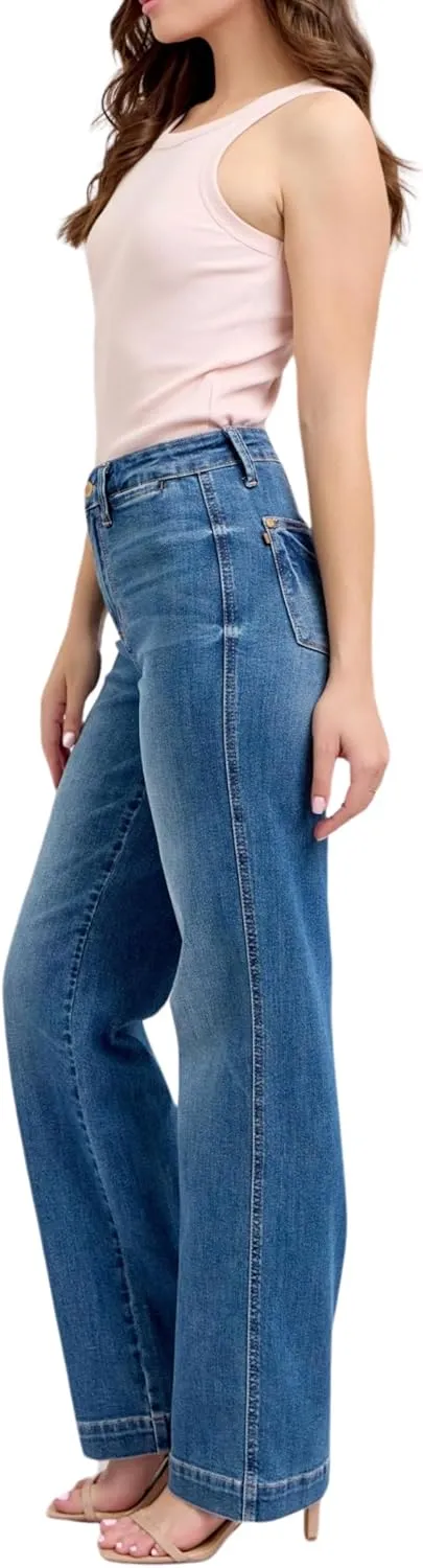 Judy Blue High Waist Straight Denim Trouser, Inseam 32"