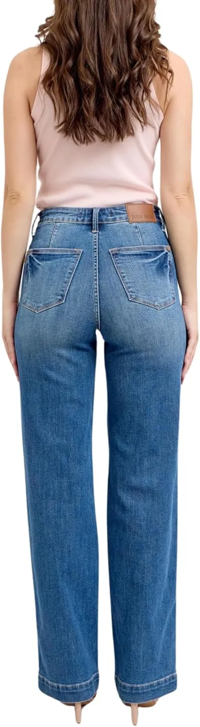 Judy Blue High Waist Straight Denim Trouser, Inseam 32"