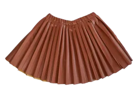 KIPP COGNAC LEATHER PLEATED SKIRT