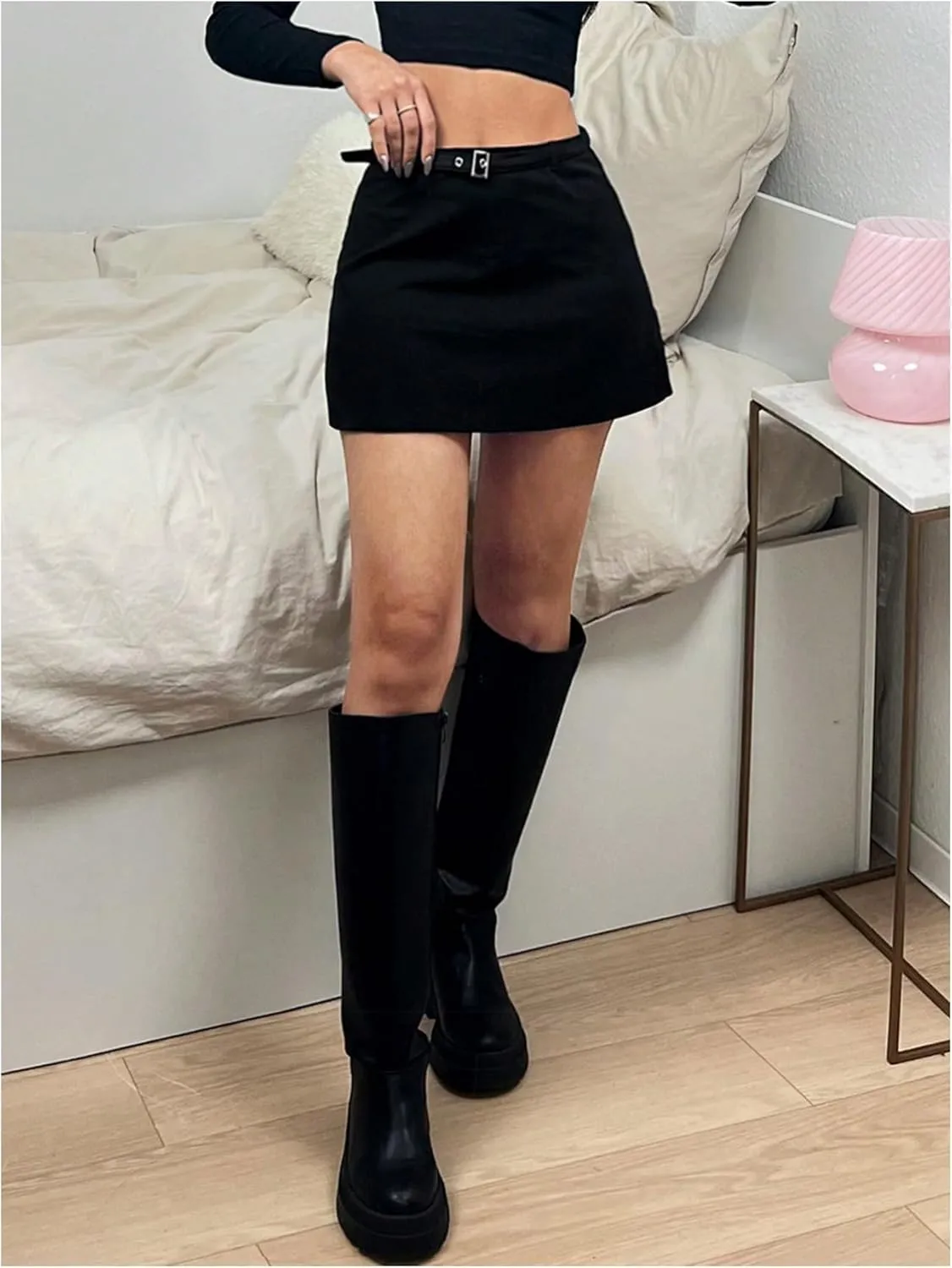 MakeMeChic Women's Mini Skirt with Shorts Aline Micro Skort Y2K Short Skirt