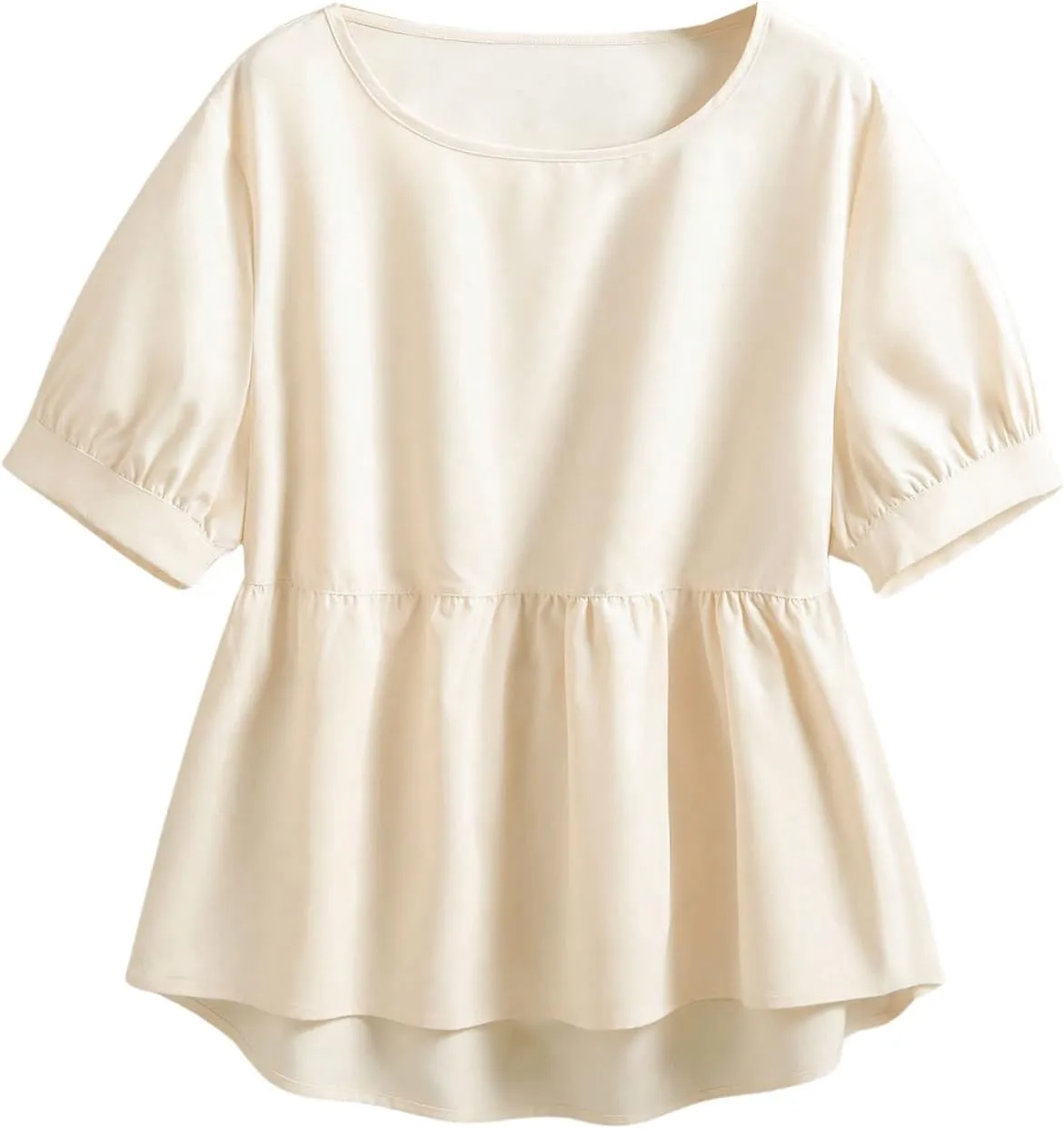 MakeMeChic Women's Plus Size Peplum Tops Short Sleeve Loose Blouse Ruffle Asymmetrical Hem Shirts