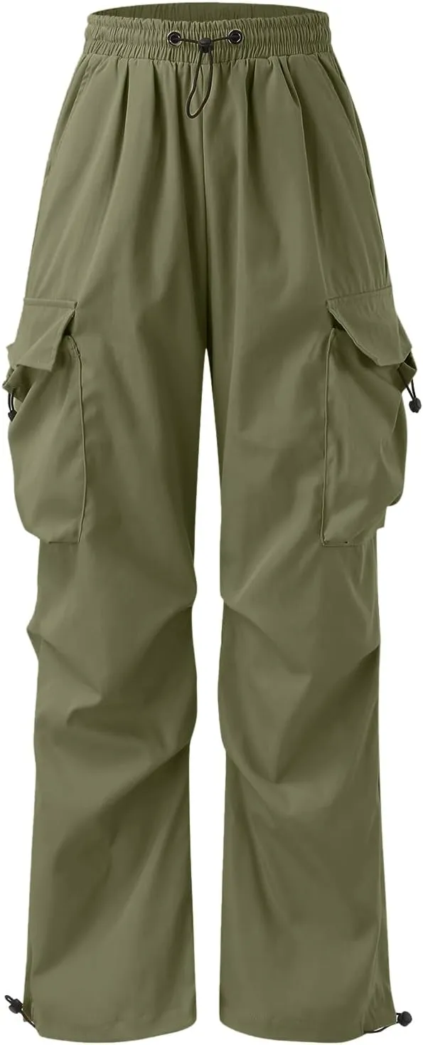 Mens Baggy Cargo Pants Casual Parachute Pants Drawstring Workout Athletic Sweatpants Plus Size Loose Harem Joggers